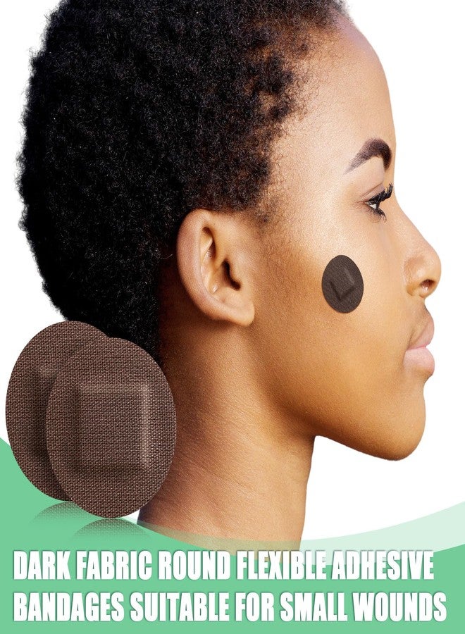 Funtery 200 Pcs Spot Adhesive Bandages 1.2 Inch Flexible Round Fabric Non Latex Small Face Circular Adhesive Bandage for Skin Tone Wound Spots Small Incisions(Dark Brown) - Image 4